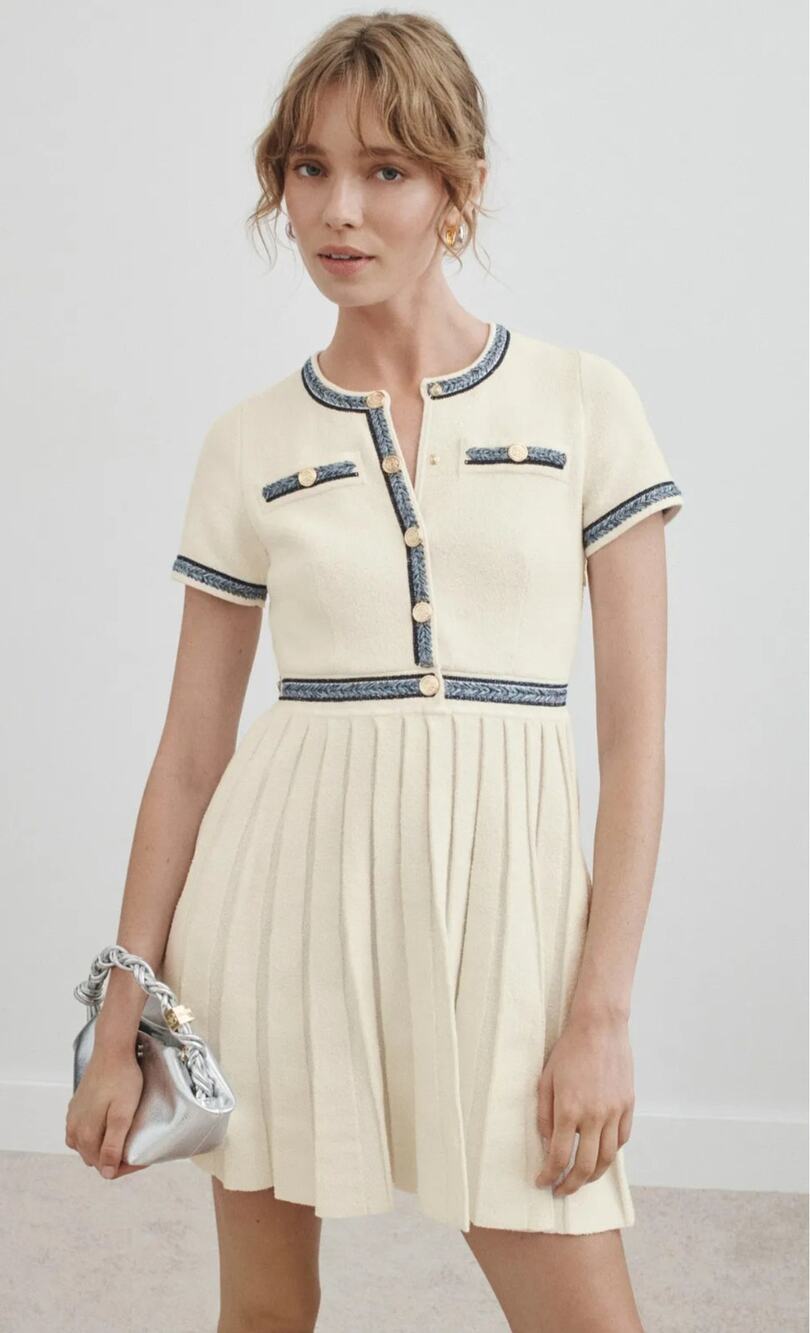Maje Pleated Knit Mini Dress Women Size 8